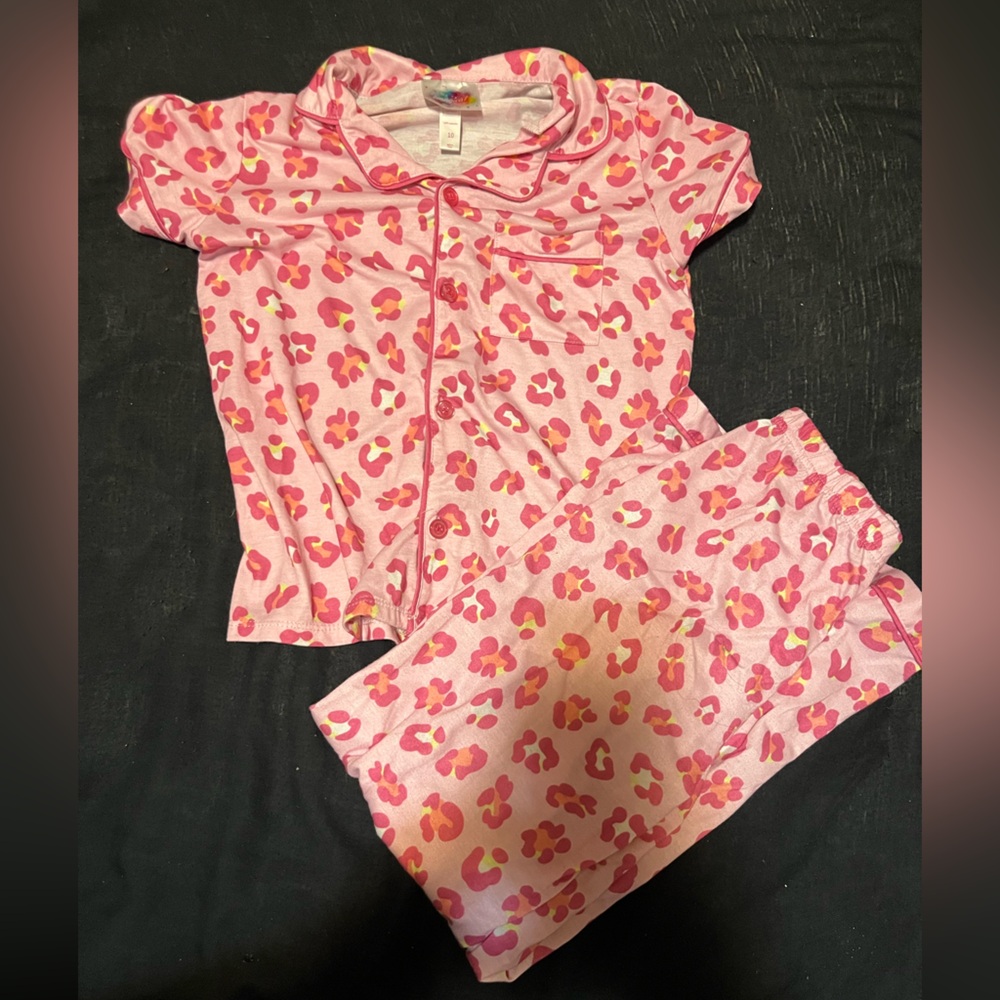 Magic Pink and Orange Leopard Kids Pajama Set